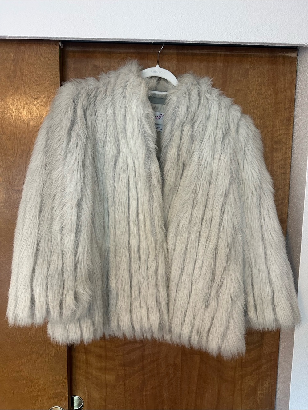 Vintage 80s Intrigue Faux Fur Coat | Grey Oversized | S-L